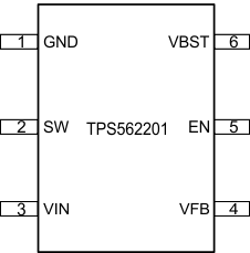TPS562201 TPS562208 6-Pin SOT DDC Package (Top
                    View)