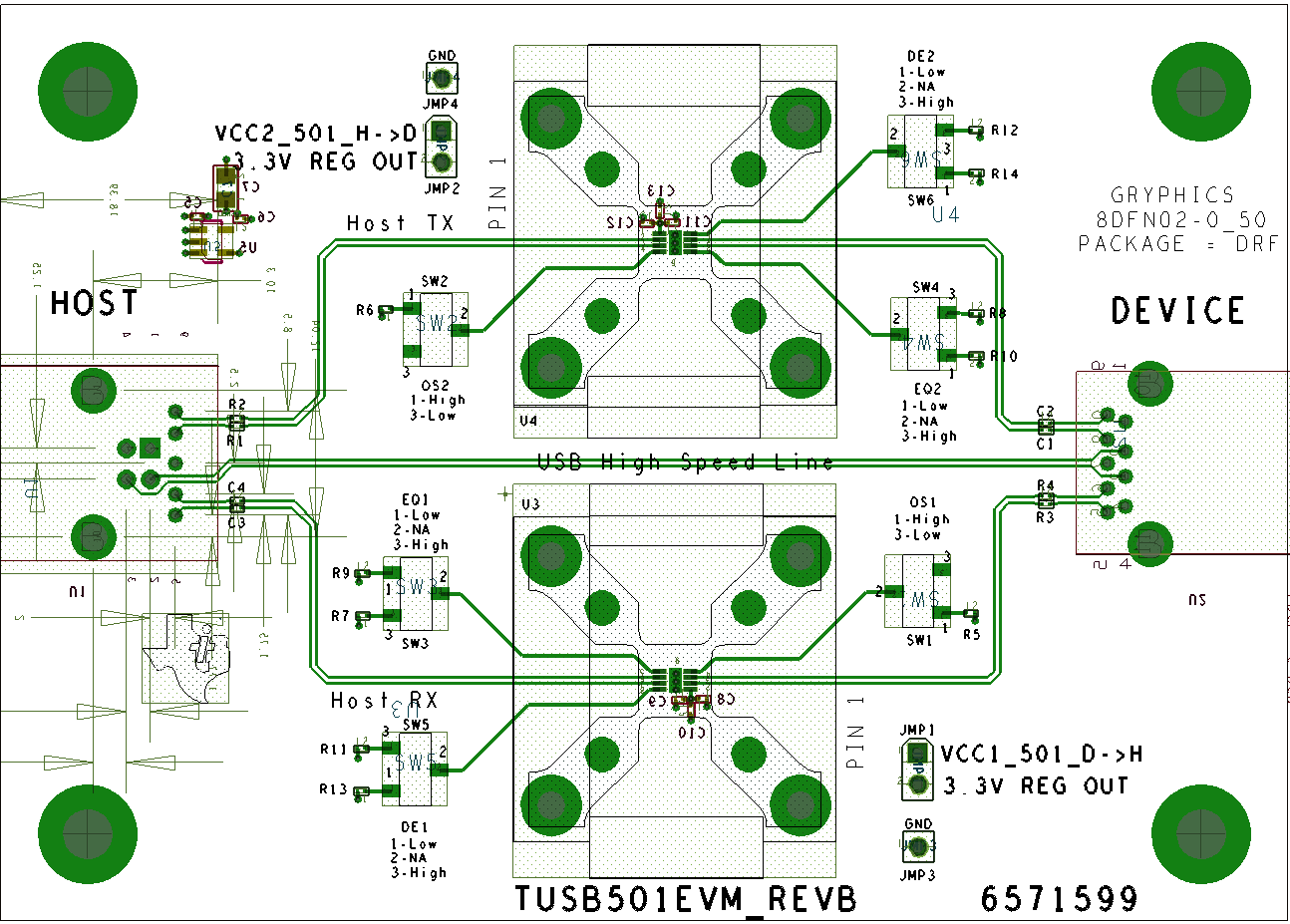 TUSB501-Q1 Layout_example.png