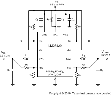 LM26420-Q1 LM26420_Typical_High_Efficiency_DCDC_Application_Circuit5.gif