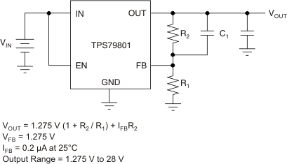TPS798-Q1 Adjustable Operation Example