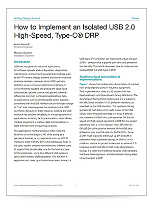 “如何实现隔离式 USB 2.0 高速 Type-C® DRP”一文的 PDF 封面图片