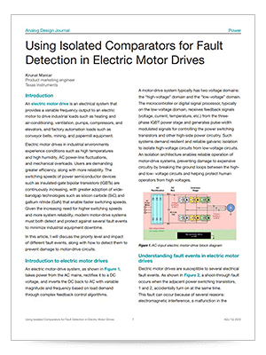 “在电机驱动器中使用隔离比较器进行故障检测”一文的 PDF 封面图片