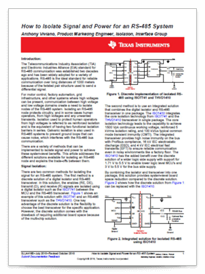 如何隔离 RS-485 系统的信号和电源 PDF 封面页