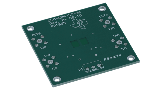 DEM-OPA-SO-2A 采用 SO-8 封装的双路运算放大器评估模块 angled board image
