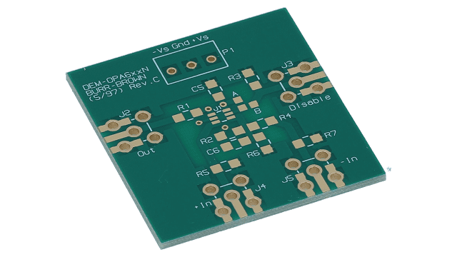 DEM-OPA-SOT-1A Single operational amplifier evaluation module for SOT-23 5-pin and 6-pin packages angled board image