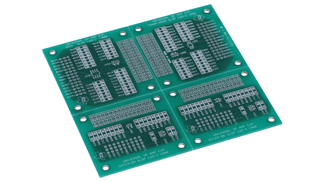 OPAMPEVM-SOT23 采用 MSOP/SOIC/SOT-23 封装的没有关断功能的单/双运放器通用 EVM angled board image