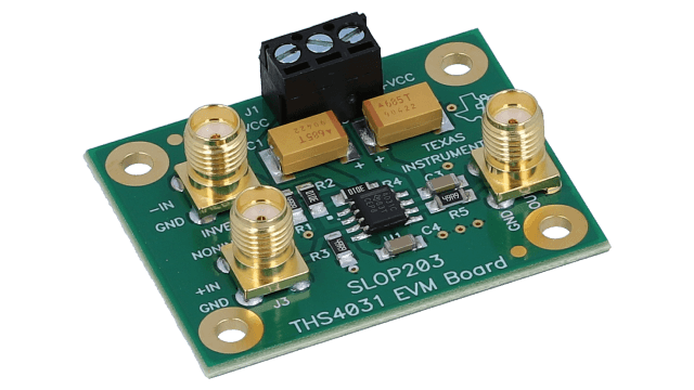 THS4031EVM THS4031 100MHz 单通道低噪声电压反馈放大器评估模块 angled board image