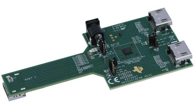 HD3SS215EVM HD3SS215EVM：HDMI 2.0/DisplayPort 1.2A、6.0 Gbps 2:1/1:2 差动开关评估模块 angled board image