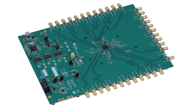 LMK5C33216EVM LMK5C33216 时钟同步器 DPLL 2 输入 16 输出评估模块 angled board image