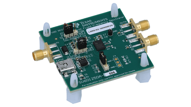 LMK61A2-100M00EVM LMK61A2-100M00 超低抖动固定频率振荡器 EVM angled board image