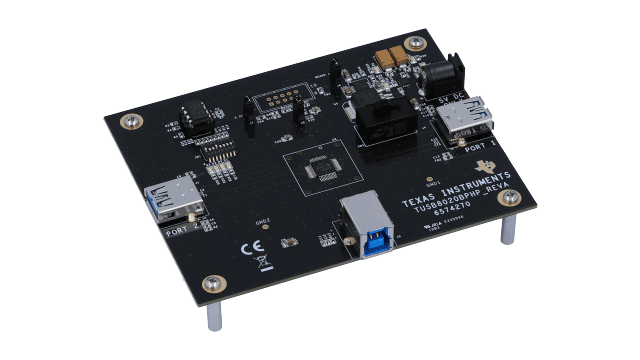 TUSB8020BEVM TUSB8020BEVM：汽车类双端口 USB 3.0 集线器评估模块 angled board image