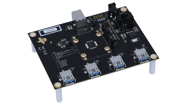 TUSB8044AEVM 具有 USB 告示板的四端口 USB 3.2 第 1 代集线器评估模块 angled board image