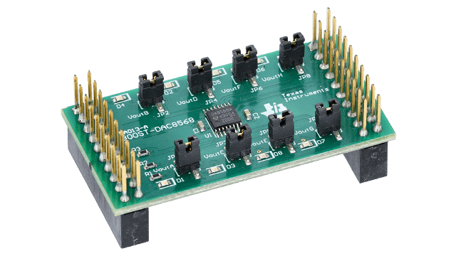 BOOST-DAC8568 DAC8568 低成本、低功耗、电压输出、8 通道、16 位 DAC BoosterPack angled board image