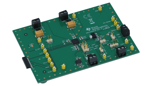 DAC8750EVM 具有 4mA 至 20mA 电流输出的 DAC8750 16 位可编程 DAC 评估模块 angled board image