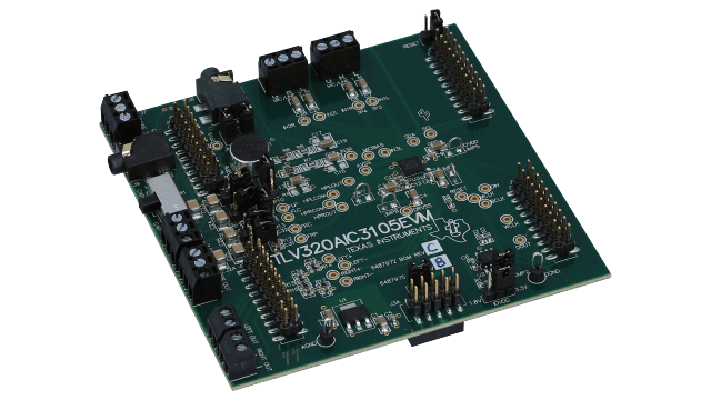 TLV320AIC3105EVM-K TLV320AIC3105 评估模块和 USB 主板 angled board image