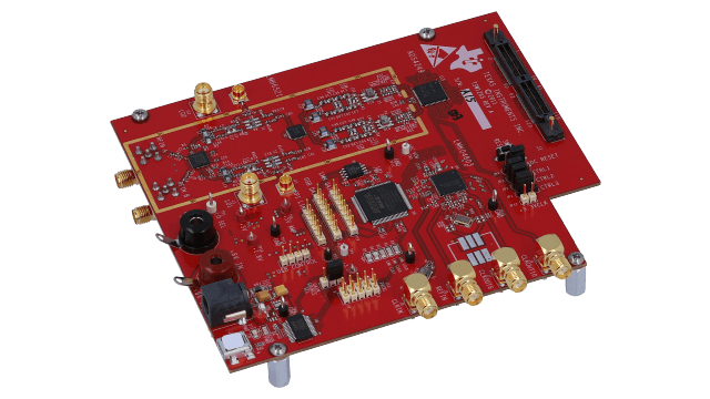TSW1265EVM 宽带双路接收器参考设计和评估平台 angled board image