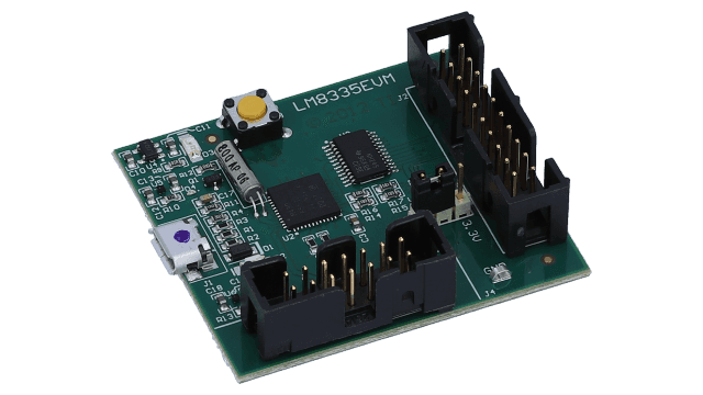 LM8335EVM 具有 MIPI RFFE 主机接口评估模块板的 LM8335 通用输出扩展器 angled board image