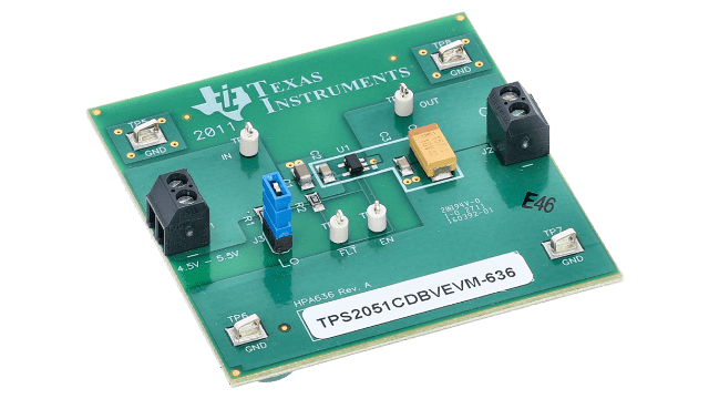 TPS2051CDBVEVM-636 限流 USB 配电开关评估模块 angled board image