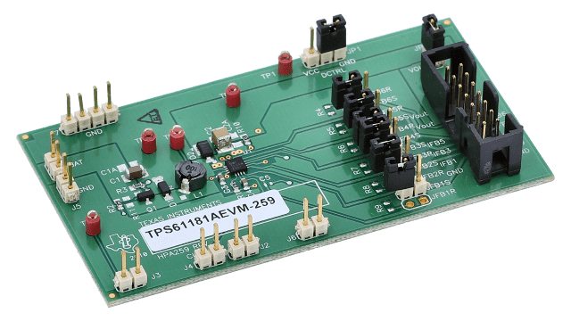 TPS61181AEVM-259 用于笔记本电脑应用的 TPS61181A 6 串 LED 驱动器的评估模块 angled board image