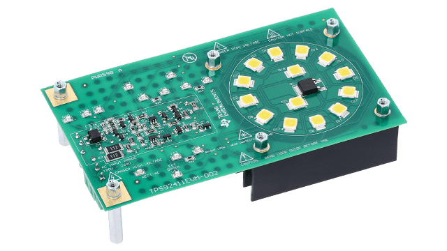 TPS92411EVM-002 针对 LED 的 230VAC 线性直接驱动的 TPS92411 浮动开关评估板模块 angled board image