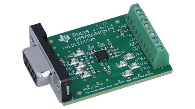 TRS3122EEVM TRS3122E：1.8V RS-232 收发器评估模块 angled board image