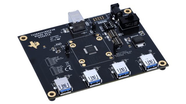 TUSB8041EVM TUSB8041EVM：4 端口 USB 3.0 超高速集线器评估模块 angled board image