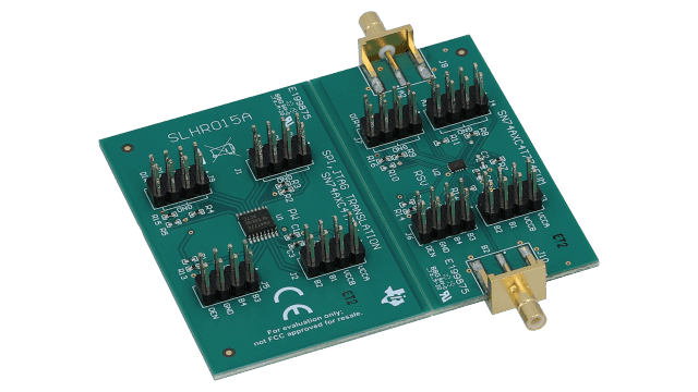 SN74AXC4T774EVM 支持 SPI 和 JTAG 和 UART 接口的方向控制双向转换器件 EVM angled board image