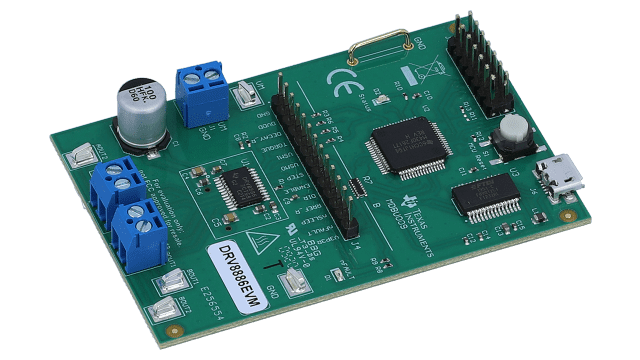 DRV8886EVM 具有集成检测电阻的 2.0A 步进电机驱动器评估模块 angled board image