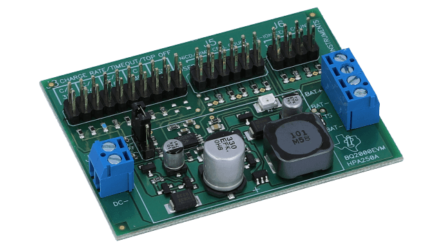BQ2000EVM 用于电池充电管理 IC 的评估模块 angled board image