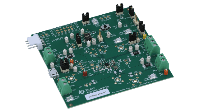 BQ25600DEVM-771 具有 NVDC 电源路径管理功能的 BQ25600D 单节 3A I2C 电池充电器评估模块 angled board image