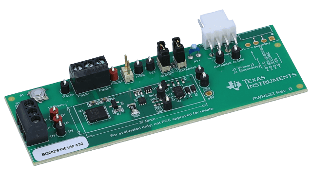 BQ28Z610EVM-532 Bq28z610 EVM 1 节到 2 节可编程电池管理器评估模块 angled board image