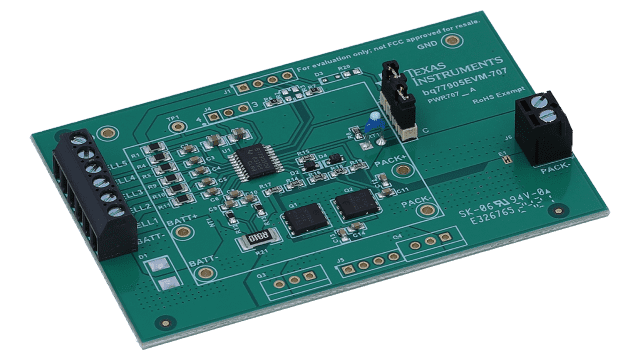 BQ77905EVM-707 bq77905 3 至 5 节串联电池高级堆叠式低功耗电池保护器评估模块 angled board image