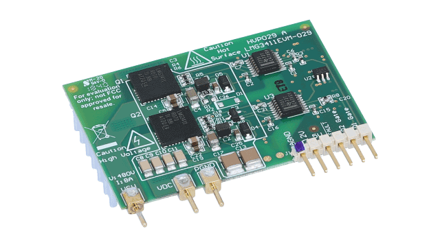 LMG3411EVM-029 具有逐周期过流保护功能的 LMG3411R070 600V 70mΩ GaN 半桥子卡 angled board image