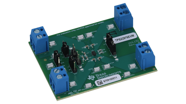 TPS22976EVM TPS22976 5.7V、6A、14mΩ 导通电阻双通道负载开关评估模块 angled board image