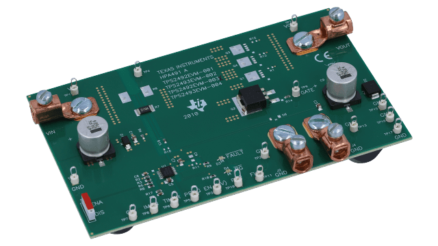 TPS2492EVM-003 用于 48V 正电压轨的 TPS2492 热插拔控制器评估模块 angled board image