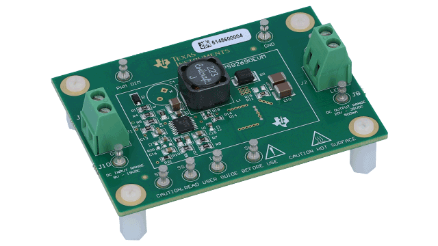 TPS92690EVM 用于具有低侧电流感应评估模块板的可调光 LED 驱动器的 N 通道控制器 angled board image