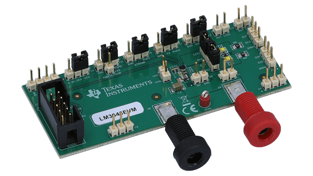 LM3643EVM 具有 1.5A 高侧电流源的同步升压双 LED 闪存驱动器评估模块 angled board image