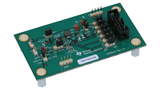 TPS61176EVM-566 支持单节锂离子电池的高效 6 通道 WLED 驱动器输入评估模块 angled board image