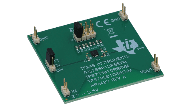 TPS79601DRBEVM 用于 TPS79601 单路输出 LDO 的评估模块 angled board image