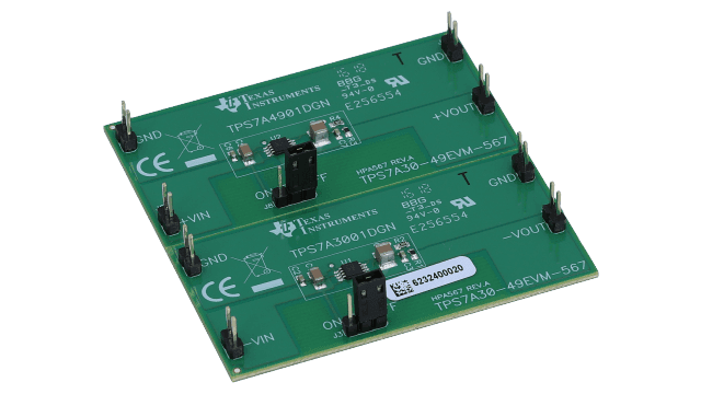 TPS7A30-49EVM-567 TPS7A3001 和 TPS7A4901 低压降 (LDO) 线性稳压器评估模块 angled board image