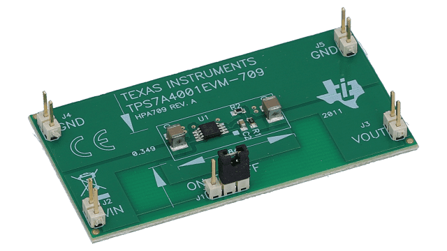 TPS7A4001EVM-709 TPS7A4001 低压降 (LDO) 线性稳压器评估模块 angled board image