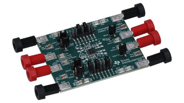 TPS7A8901EVM-853 TPS7A89 小型双路 2A 低噪声 (3.8µVRMS) LDO 稳压器评估模块 angled board image
