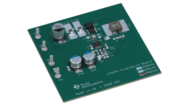 LM3150-750EVAL 用于 LM3150-750 kHz 的评估板 - SIMPLE SWITCHER&reg; CONTROLLER、42V 同步降压 angled board image