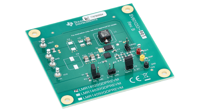 LMR14020QDPREVM LMR14020QDPR 宽输入电压降压转换器评估模块 angled board image