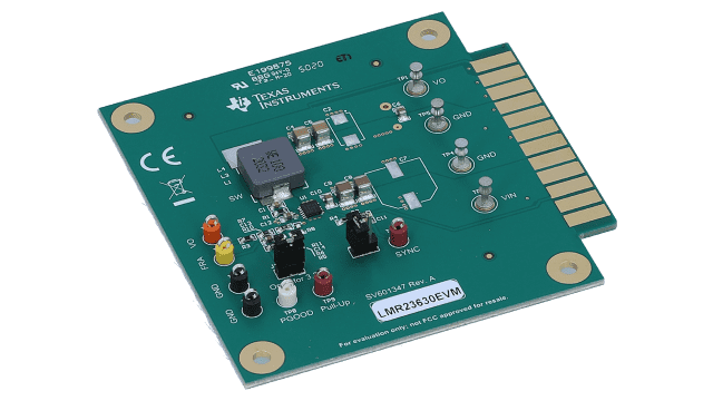 LMR23630EVM LMR23630DDR 宽输入电压同步降压转换器评估模块 angled board image