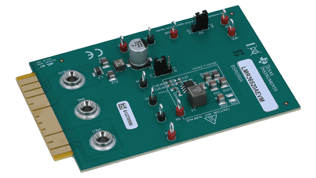 LMR36520AEVM LMR36520A synchronous step-down converter with configurable 3.3V and 5V output evaluation module angled board image