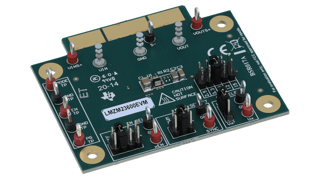 LMZM23600EVM LMZM23600 4V 至 36V 输入、0.5A 电源模块评估板 angled board image