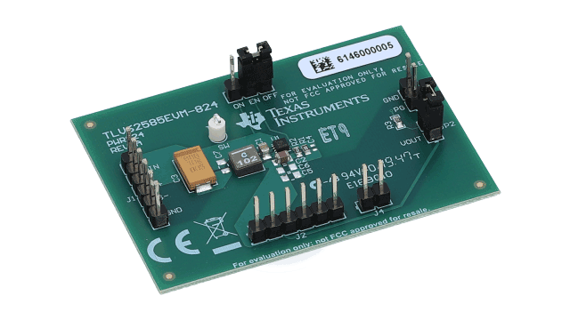 TLV62585EVM-824 TLV62585 3A 高效率降压转换器评估模块 angled board image