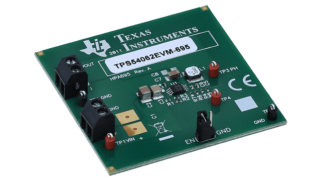 TPS54062EVM-695 用于 TPS54062 同步降压转换器的评估模块 angled board image