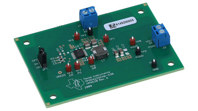 TPS54225EVM-538 同步降压 DCAP2 模式转换器评估模块 angled board image